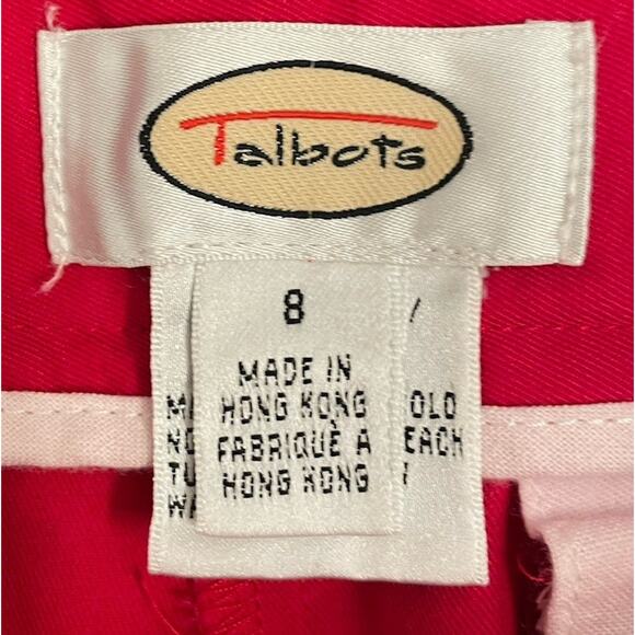 Talbots Hot Pink Straight Leg Pants Size 8 Cotton Spring Bright Easter - Picture 2 of 4